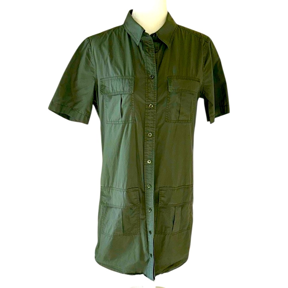 EQUIPMENT FEMME Dress Womens Medium Short Sleeve Army Green